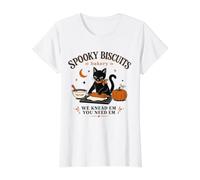 Spooky Biscuit Bakery Black Cat Hornear Humor Humor Estado de ánimo Camiseta gráfica económica, Mujer, Blanco, M