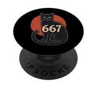 Spooky Black Cat 666 Divertido Meme 6x7 Halloween Nerd Humor PopSockets PopGrip Adhesivo