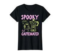 Spooky But Caffeinated Halloween Coffee Fall Autumn Vibes Camiseta gráfica económica, Mujer, Negro, L