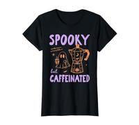 Spooky But Caffeinated Halloween Coffee Fall Autumn Vibes Camiseta gráfica económica, Mujer, Negro, M