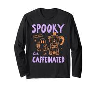 Spooky But Caffeinated Halloween Coffee Fall Autumn Vibes Manga Larga