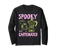 Spooky But Caffeinated Halloween Coffee Fall Autumn Vibes Manga Larga