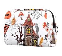 Spooky Castle Dead Tree Spiderweb - Bolsa de cosméticos para mujer, neceser de viaje, bolsa organizadora de maquillaje grande con cremallera, multicolor, 18.5x7.5x13cm/7.3x3x5.1in, Neceser