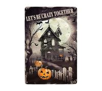 Spooky Castle Halloween, Seamos Locos Juntos Carteles De Pared De Metal Vintage Pintura De Hojalata Placa Retro Pared Muestra Placa para Bar Hogar Garaje