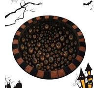 Spooky Cat Rug, Eyeball Holiday Carpet, Round Mat with Optical Illusion