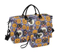 Spooky Cats and Happy Halloween Pumpkins - Bolsa grande de transporte de viaje con correa ajustable para senderismo, multifuncional