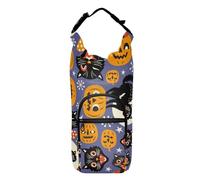 Spooky Cats and Happy Halloween Pumpkins - Bolsa pequeña con soporte para botella de agua, ahorra espacio, para ciclismo, portabotellas de agua con correa, se adapta a 20 onzas, 24 onzas, 32 onzas, 40