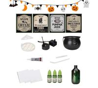 Spooky Cauldron - Listo De Halloween Party, POT CLEAPY Witch | Del Contenedor Negro Decorativo Teatral, Botella De Difusor De Poción De Burbujeante Con Configuración Del Patio Infes