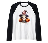 Spooky Clown with Pumpkins For Halloween Camiseta Manga Raglan