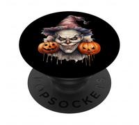 Spooky Clown with Pumpkins For Halloween PopSockets PopGrip Adhesivo