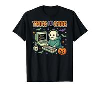 Spooky Coder Ghost Pixel Art Programador de Programación Halloween Camiseta gráfica económica, Hombre, Negro, L