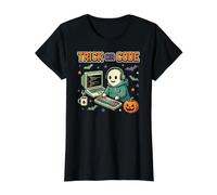 Spooky Coder Ghost Pixel Art Programador de Programación Halloween Camiseta gráfica económica, Mujer, Negro, L
