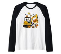 Spooky Construction Trucks Toddler Halloween Costume Camiseta Manga Raglan