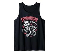 Spooky Cougar Esqueleto León de Montaña Halloween Camiseta sin Mangas