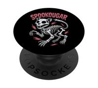 Spooky Cougar Esqueleto León de Montaña Halloween PopSockets PopGrip Adhesivo