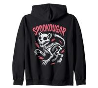 Spooky Cougar Esqueleto León de Montaña Halloween Sudadera con Capucha