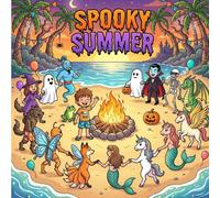 SPOOKY COZY SUMMER: 40 coloring pages Fun and Spooky Scenes with Youki, Ghosts, Vampires, Mermaids, and More - For Kids, Teens, and Adults