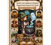 Spooky Cute Apothecary Adventures: A Cozy Fantasy Coloring Book with 50 Whimsical Designs Featuring Cute Witches, Friendly Ghosts & Magical Potion Shops