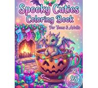 Spooky Cuties Coloring Book | 98 Cute & Cozy Halloween & Christmas Coloring Pages for Adults & Teens with Ghosts, Skeletons, Pumpkins, Snowmen & Festive Hygge Moments