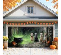 Spooky Dogs - Cubierta para puerta de cochera con temática de Halloween, decoración de puerta de garaje grande para exteriores e interiores, decoración de fondo de fiesta de otoño de 157 x 71 pulgadas