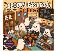 SPOOKY FAST FOOD: Bold & Easy Halloween-Malbuch für Erwachsene & Teens mit süßen Geistern