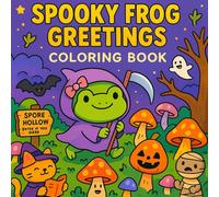 Spooky Frog Greetings Coloring Book for Kids and Adults: Cute Halloween Frogs, Funny Spooky Scenes, Pumpkins, Witch Hats and Ghost Friends, Simple Line Art, Fun and Relaxing Coloring Pages