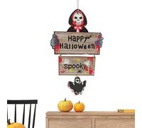 Spooky Ghost Door Sign - Wooden Halloween Outdoor Decor