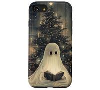 Spooky Ghost Reading and Christmas Tree Holiday Bookworm Carcasa para iPhone SE (2020) / 7/8