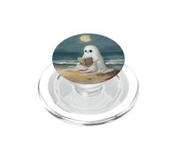 Spooky Ghost Reading at Beach Summer Moonlight Cozy Decor PopSockets PopGrip para MagSafe