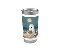 Spooky Ghost Reading at Beach Summer Moonlight Cozy Decor Vaso térmico de acero inoxidable de doble pared
