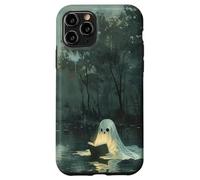 Spooky Ghost Reading In A Lake Vintage Aesthetic Green Carcasa para iPhone 11 Pro