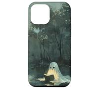 Spooky Ghost Reading In A Lake Vintage Aesthetic Green Carcasa para iPhone 12 Pro Max