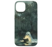 Spooky Ghost Reading In A Lake Vintage Aesthetic Green Carcasa para iPhone 13