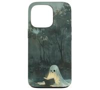 Spooky Ghost Reading In A Lake Vintage Aesthetic Green Carcasa para iPhone 13 Pro