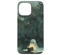 Spooky Ghost Reading In A Lake Vintage Aesthetic Green Carcasa para iPhone 13 Pro Max