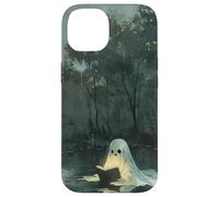 Spooky Ghost Reading In A Lake Vintage Aesthetic Green Carcasa para iPhone 14