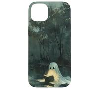 Spooky Ghost Reading In A Lake Vintage Aesthetic Green Carcasa para iPhone 14 Plus