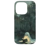 Spooky Ghost Reading In A Lake Vintage Aesthetic Green Carcasa para iPhone 14 Pro