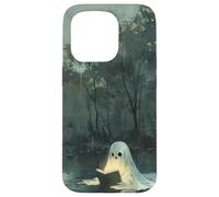 Spooky Ghost Reading In A Lake Vintage Aesthetic Green Carcasa para iPhone 15 Pro