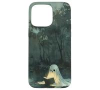 Spooky Ghost Reading In A Lake Vintage Aesthetic Green Carcasa para iPhone 15 Pro Max