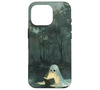 Spooky Ghost Reading In A Lake Vintage Aesthetic Green Carcasa para iPhone 16 Pro