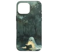 Spooky Ghost Reading In A Lake Vintage Aesthetic Green Carcasa para iPhone 16 Pro Max