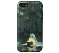 Spooky Ghost Reading In A Lake Vintage Aesthetic Green Carcasa para iPhone SE (2020) / 7 / 8