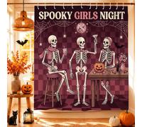 Spooky Girls Night Skeleton Party - Cortina de ducha (182 x 183 cm)