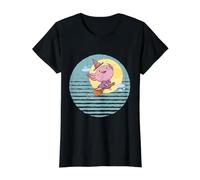 Spooky Halloween Cute Axolotl Monta una Escoba de Bruja Camiseta gráfica económica, Mujer, Negro, XS