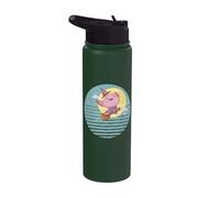 Spooky Halloween Cute Axolotl monta una escoba de bruja Stainless Steel Insulated Water Bottle