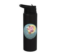 Spooky Halloween Cute Axolotl monta una escoba de bruja Stainless Steel Insulated Water Bottle