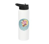 Spooky Halloween Cute Axolotl monta una escoba de bruja Stainless Steel Insulated Water Bottle
