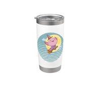 Spooky Halloween Cute Axolotl monta una escoba de bruja Vaso térmico de acero inoxidable de doble pared