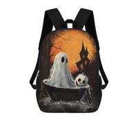 Spooky Halloween Ghost And Pumpkin Illustration Mochila Infantil, Mochila Escolar Infantil, Mochilas Escolares Impresas En 3D Para Niños Y Estudiantes Adolescentes 17inch